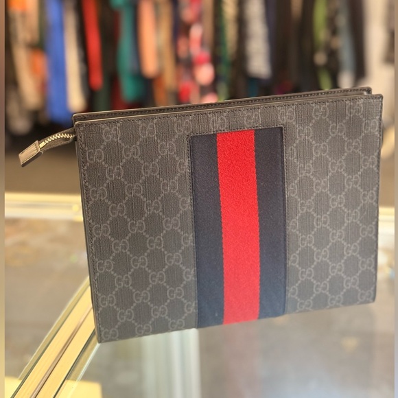Pre Owned Gucci Ophedia Supreme Toiletry Bag Coated Canvas